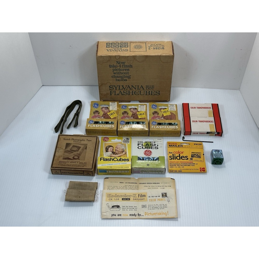 Vintage Lot‎ 5 Boxes GE Flashcubes 15 Cubes General Electric 40 Slides Florida